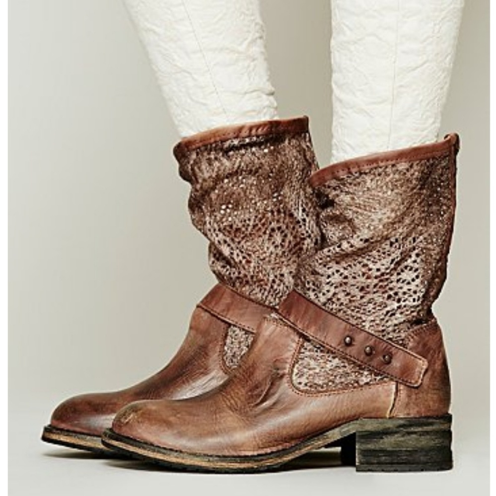 Free People Crochet Lace Beau Boots leather 8